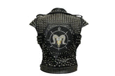 Black Goat Head Studded Leather Vest for Men Alternative Metal Biker Fashion, Men's Black Leather Vest, Conical Studs Bikers Vest, Goat Vest